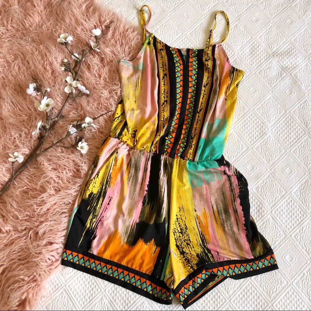ECI Printed Keyhole Romper, size M